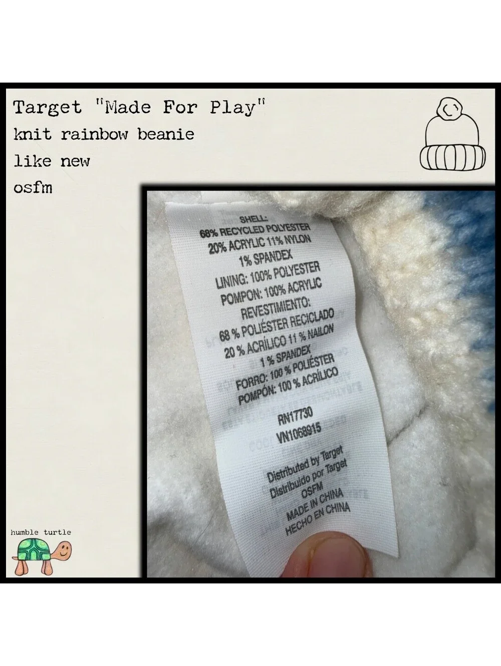 Target Made For Play Knit Rainbow Beanie with Pom Pom